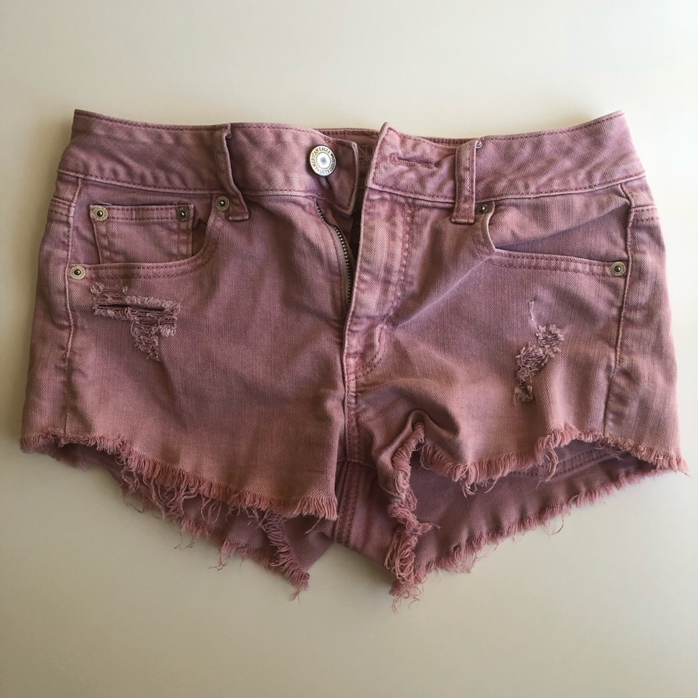 Pink distressed American Eagle shorts